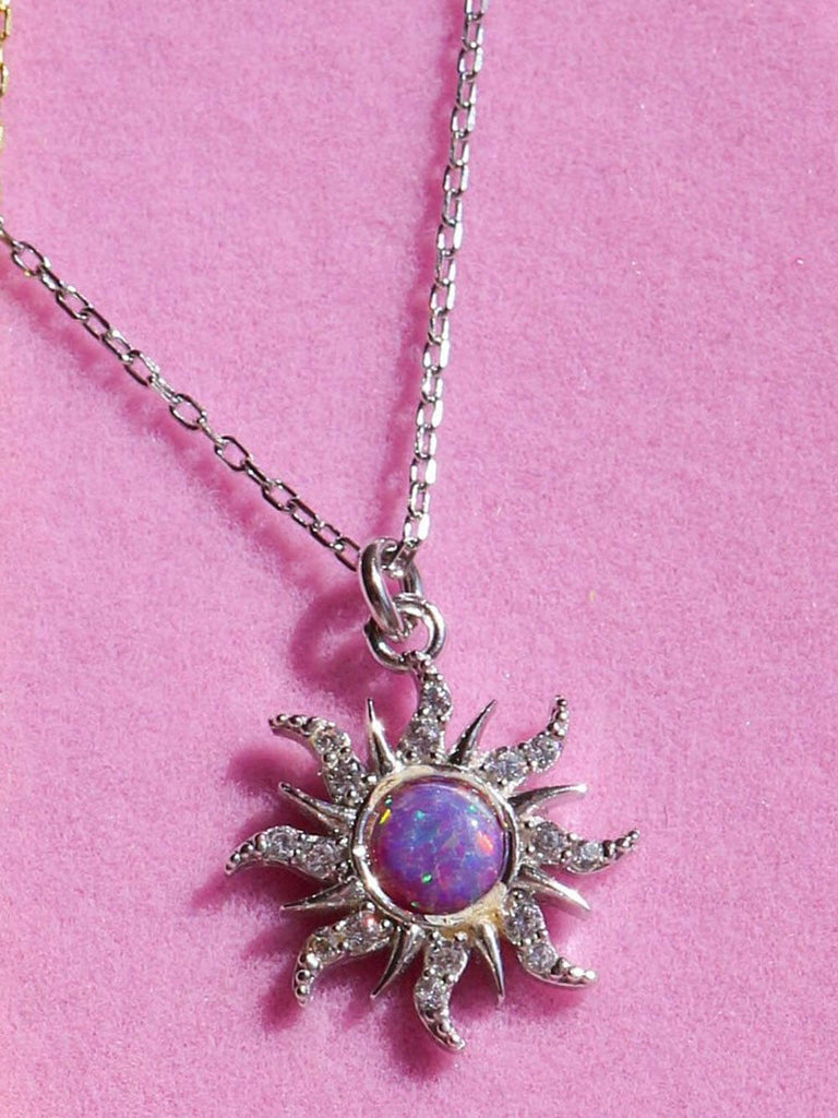 Collier rétro Dopamine Sun Pendentif Opale Collier Opale Boucles d'oreilles