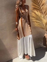 Laden Sie das Bild in den Galerie-Viewer, Ethnic Print Patchwork A-line Maxi Dress