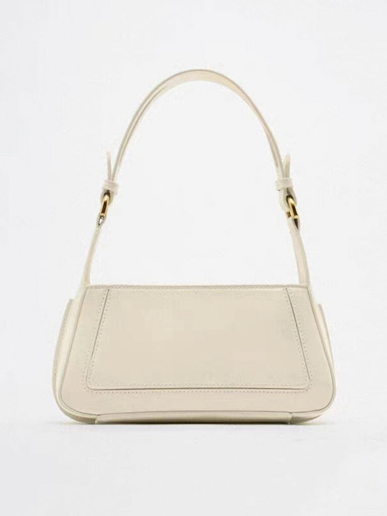 Square Faux Patent Finished Shoulder Bag