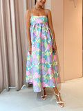 Beautiful Temperament Printed Strapless Backless Swing Dress