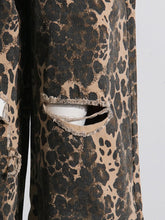Load image into Gallery viewer, Vintage Leopard Print High Waist Straight Leg Ripped Jeans