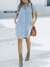 Load image into Gallery viewer, Chelsea Pocketed Denim Button Down Shirt Dress