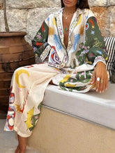 Načíst obrázek do prohlížeče Galerie, Beauty Unique Print Long Sleeve Shirt And Elastic Waist Pants Set