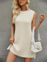 Lataa kuva Galleria-katseluun, Fashionable Commuter Round Neck Knitted Slit Dress