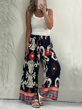 Load image into Gallery viewer, Printed Pocketed Drawstring Elastic Waist Pants