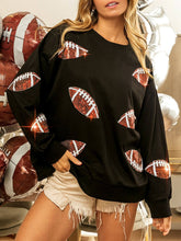 Load image into Gallery viewer, Sequined Rugby Crew Neck Loose Sweatshirt