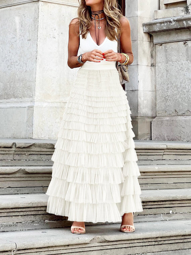 Mesh Layered Cake Skirt