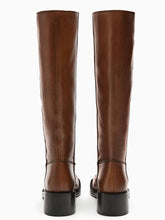 Load image into Gallery viewer, Square toe flat knee boots for women retro thick heel long boots