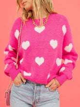 Load image into Gallery viewer, Heart Valentine&#39;s Day Crew Neck Sweater