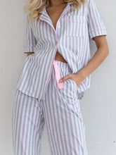 Load image into Gallery viewer, Striped Loose Patchwork Pajama Set