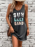 Summer U Neck Letter Printed Casual Comfortable Vest Dress