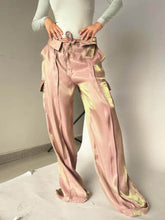 画像をギャラリービューアに読み込む, Golden Years Glitter Fabric Drawstring Waist Pocketed Wide Leg Pants