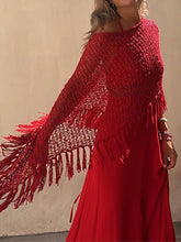 Carica l&#39;immagine nel visualizzatore di Gallery, Hollow Out Tassel Knit Cover-Up Top