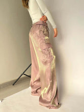 Load image into Gallery viewer, Golden Years Glitter Fabric Drawstring Waist Pocketed Wide Leg Pants