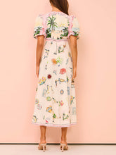 Laden Sie das Bild in den Galerie-Viewer, Feature Printed Ethnic Style Round Neck Midi Dress