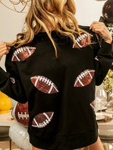 Load image into Gallery viewer, Sequined Rugby Crew Neck Loose Sweatshirt