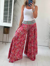 Load image into Gallery viewer, Ethnic Print Elastic Patchwork Waist Lightweight Pants