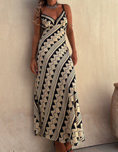 Carica l&#39;immagine nel visualizzatore di Gallery, Exclusive Melody Satin Ethnic Print Smocked Back Midi Dress