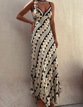 Laden Sie das Bild in den Galerie-Viewer, Exclusive Melody Satin Ethnic Print Smocked Back Midi Dress