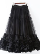 画像をギャラリービューアに読み込む, Elegant Tulle Stretch Waist Paneled Pleated Maxi Skirt