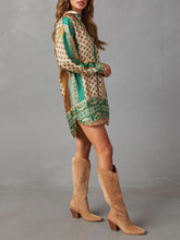 Load image into Gallery viewer, Never Too Late Boho Print Long Sleeve Mini Dress