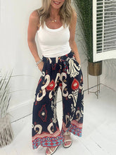 Laden Sie das Bild in den Galerie-Viewer, Printed Pocketed Drawstring Elastic Waist Pants