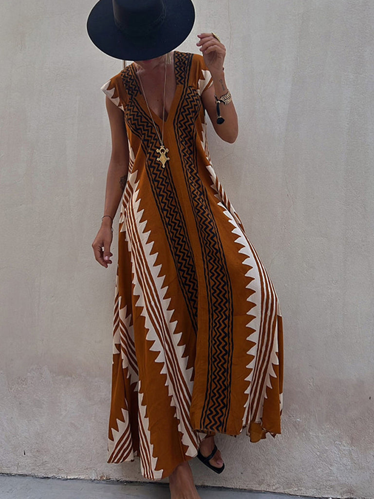 Shannon Bohemian Aztec Print Maxi Dress