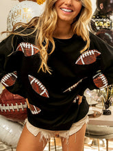 Load image into Gallery viewer, Sequined Rugby Crew Neck Loose Sweatshirt