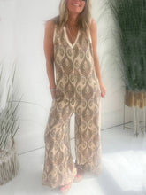 Load image into Gallery viewer, Printed Texture V-Neck Loose Jumpsuit