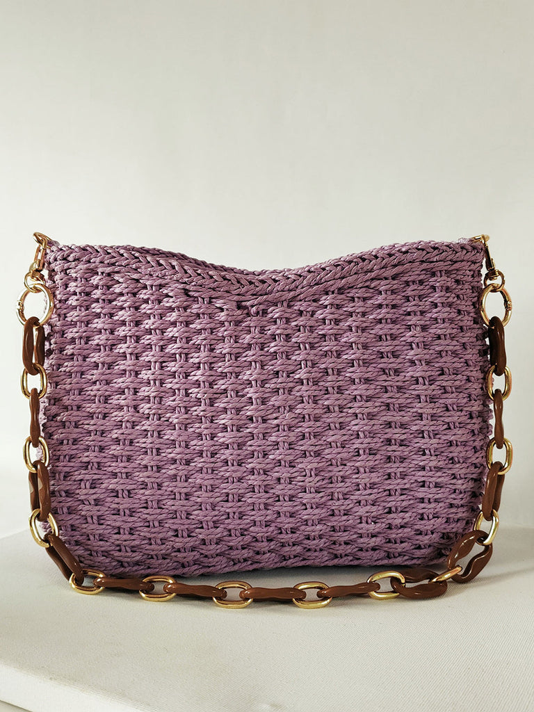 Square Chain Straw Bag