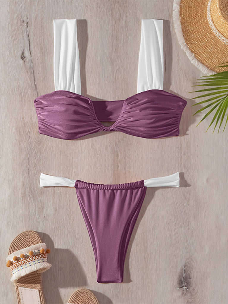 Ensemble de bikini à bretelles et blocs de couleurs