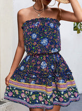 Load image into Gallery viewer, Bohemian Floral Print Bandeau Mini Dress