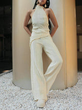 Carregar imagem no visualizador da galeria, Sleeveless Halter Top High Waist Casual Wide Leg Trousers Suit