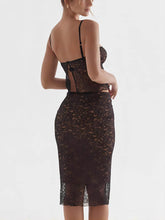 Carica l&#39;immagine nel visualizzatore di Gallery, Sexy Lace Suspender Crop Top And Hip-Covering Skirt Two-Piece Set