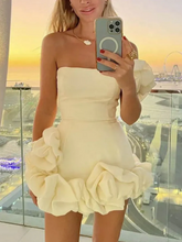 Indlæs billede til gallerivisning Ruffled flower bud waist dress one-shoulder tube top hip skirt