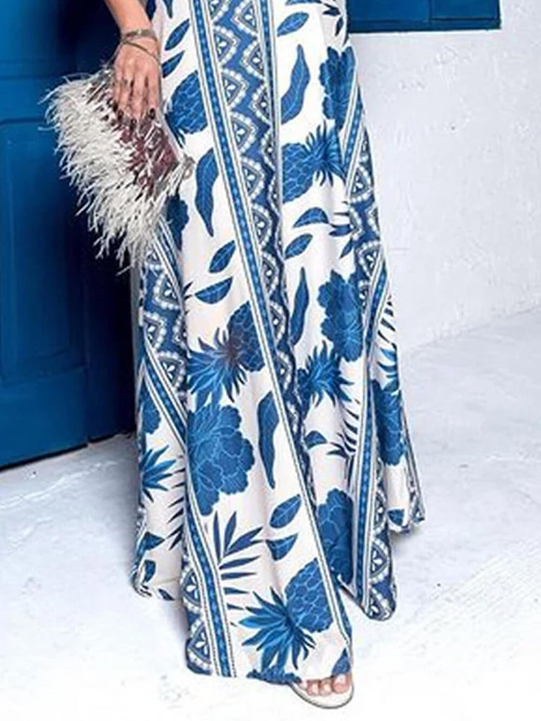 Floral Elegant Waisted Long Dress