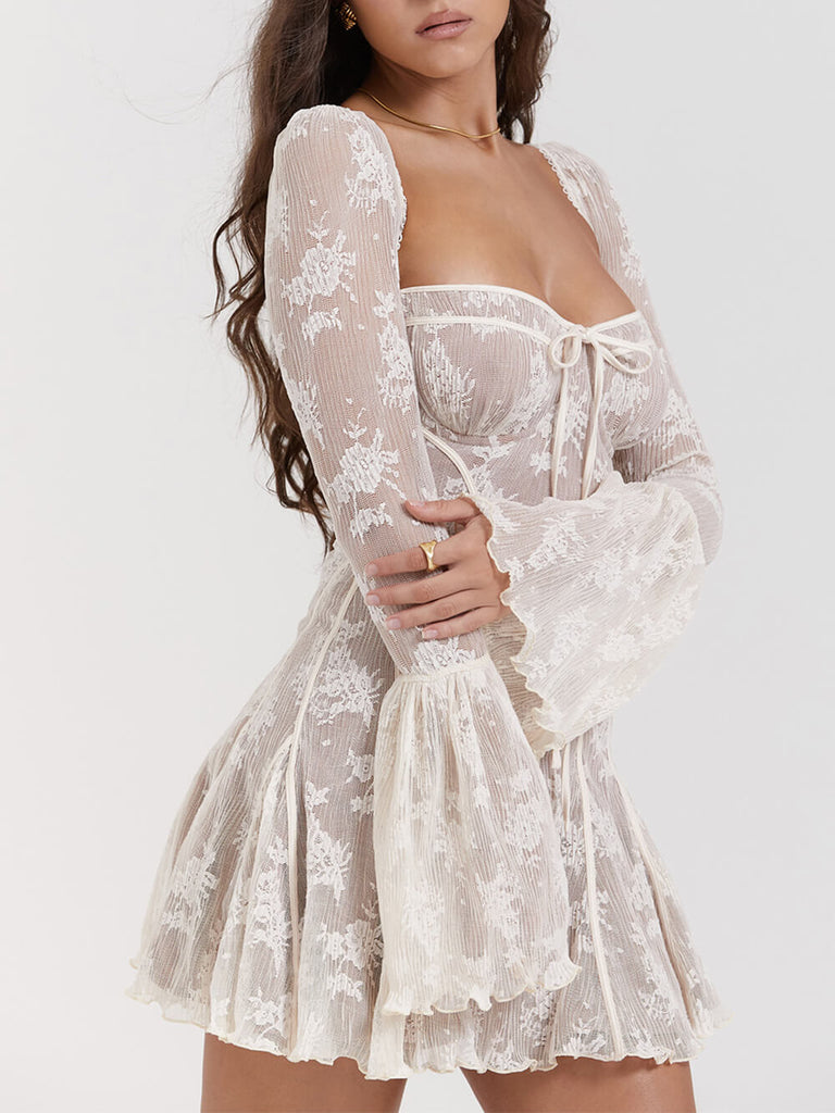 Vintage Cream Lace Corset Dress