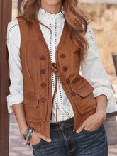 Laden Sie das Bild in den Galerie-Viewer, Lace-up Sleeveless PU Leather Vest Loose Vest