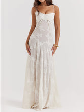 Load image into Gallery viewer, Vintage Cream Floral Lace Back Maxi Dress