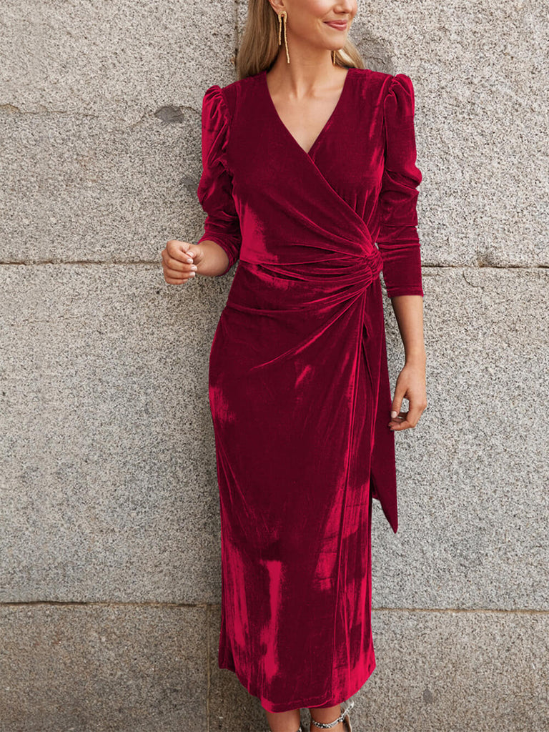 French Elegance Velvet Midi Dress