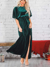 Load image into Gallery viewer, Velvet High Slit Maxi Dress