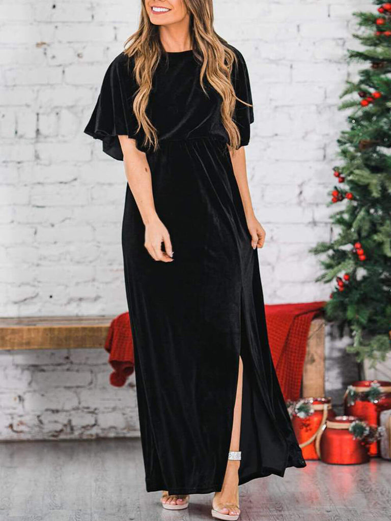 Velvet High Slit Maxi Dress