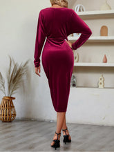 Load image into Gallery viewer, Nipped-Waist Velvet Midi Dress