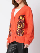 Load image into Gallery viewer, Halloween Eve Pumpkin Devil Sequin Cardigan Sweater