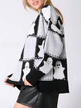 Load image into Gallery viewer, Cosplay Halloween Ghost Plaid Spider Web Pullover Knit Sweater