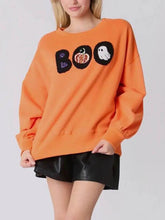 Load image into Gallery viewer, Halloween Colorful Pumpkin Embroidered Loose Sweatshirt