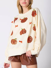 Load image into Gallery viewer, Halloween Colorful Pumpkin Embroidered Loose Sweatshirt