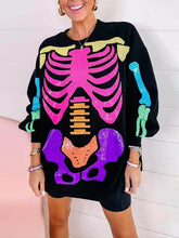 Load image into Gallery viewer, Rainbow Halloween Skull Print Pullover Sweatshirt