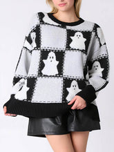 Load image into Gallery viewer, Cosplay Halloween Ghost Plaid Spider Web Pullover Knit Sweater