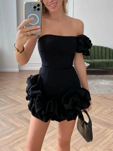 Indlæs billede til gallerivisning Ruffled flower bud waist dress one-shoulder tube top hip skirt